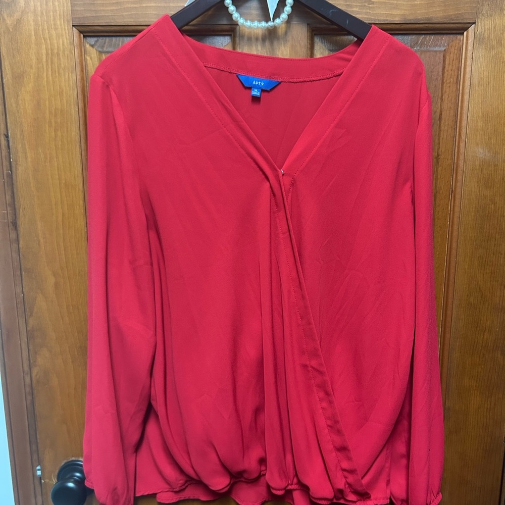 Apt. 9 Vibrant Red V-Neck Blouse